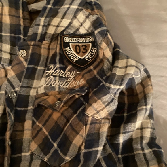 Harley plaid button up - Picture 2 of 4